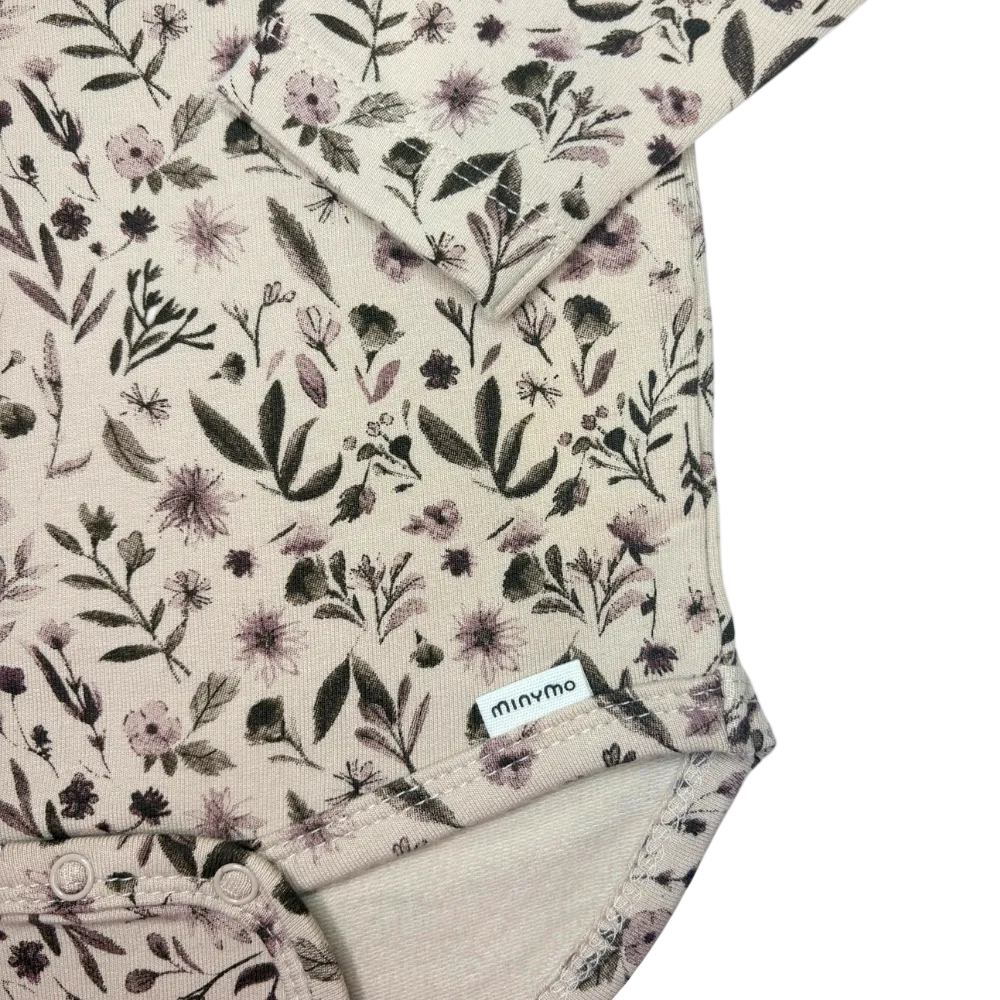 Minymo - Long Sleeve Ruffle Collar Bodysuit - Vintage Floral-Onesies-3-6M-Posh Baby