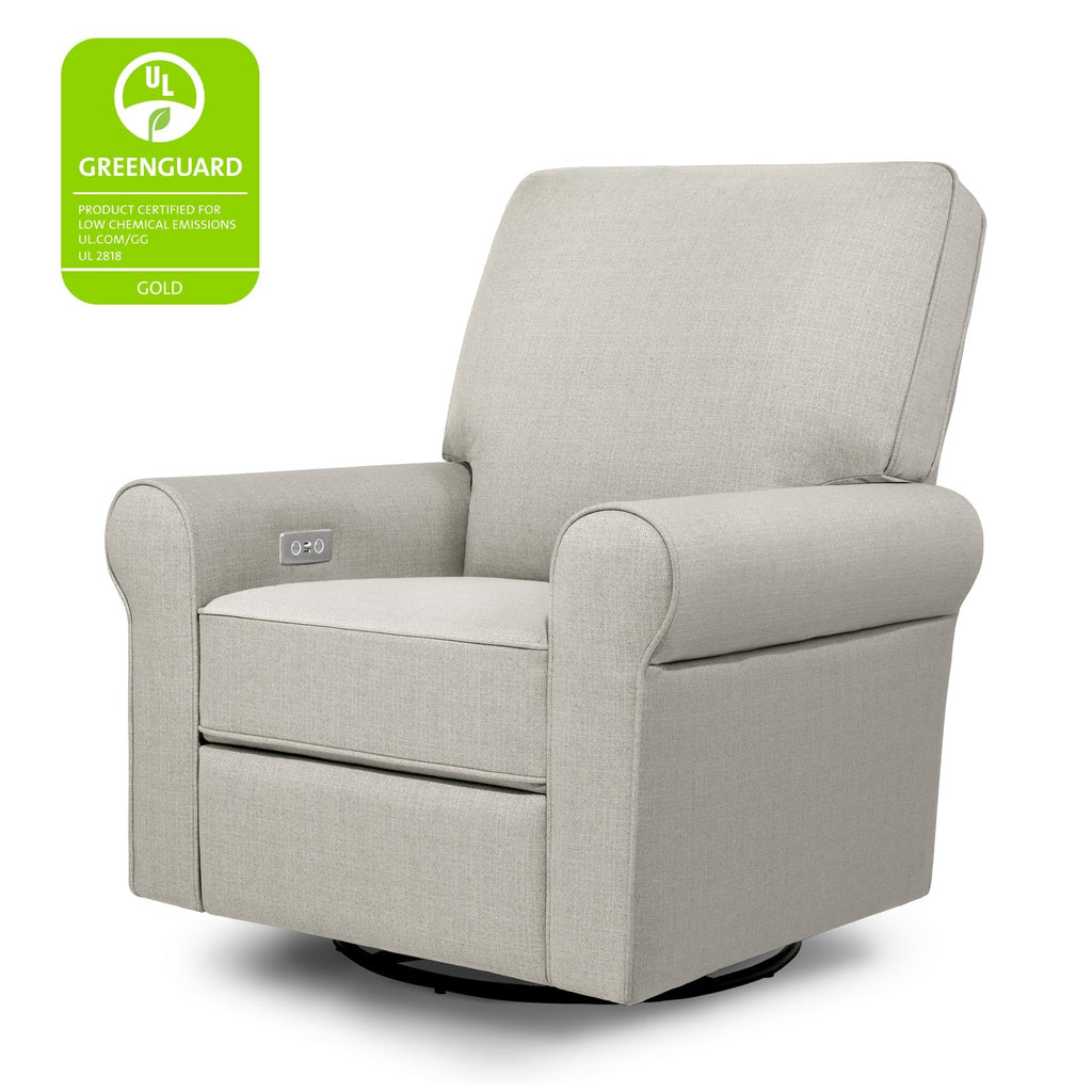 Monogram by Namesake - Monroe Pillowback Power Recliner - Grey Eco-Twill Performance Fabric-Chairs-In-Stock For Pickup-Posh Baby