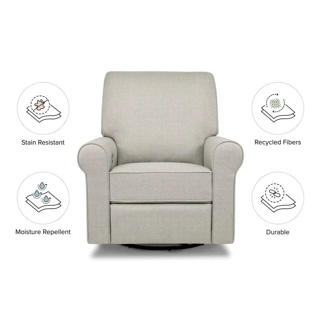 Monogram by Namesake - Monroe Pillowback Power Recliner - Grey Eco-Twill Performance Fabric-Chairs-Store Pickup - IN STOCK NOW-Posh Baby