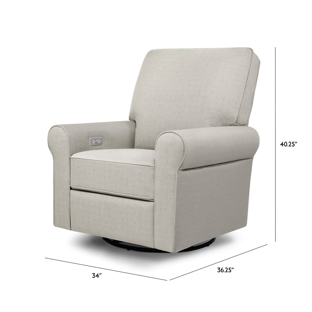 Monogram by Namesake - Monroe Pillowback Power Recliner - Grey Eco-Twill Performance Fabric-Chairs-In-Stock For Pickup-Posh Baby