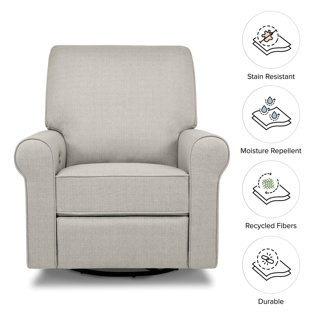 Monogram by Namesake - Monroe Pillowback Power Recliner - Grey Eco-Twill Performance Fabric-Chairs-In-Stock For Pickup-Posh Baby