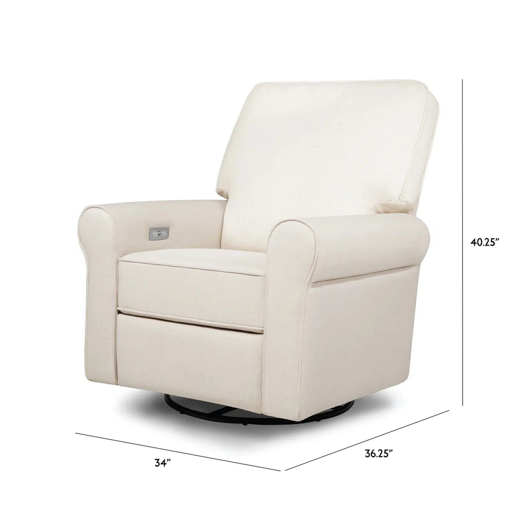 Monogram by Namesake - Monroe Pillowback Power Recliner - Natural Eco-Twill Performance Fabric-Chairs-In-Stock For Pickup-Posh Baby