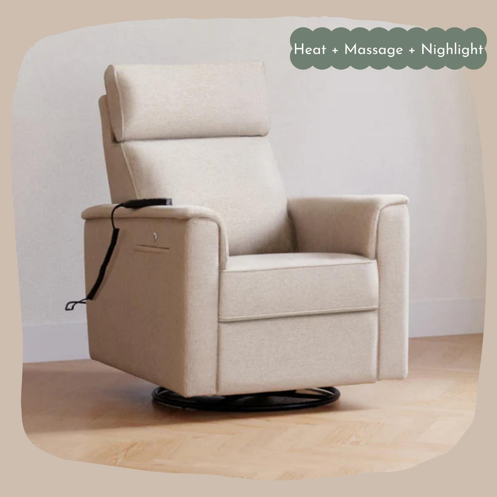 Monogram by Namesake - Willa Deluxe Heat + Massage Power Recliner w/ Adjustable Headrest - Performance Beach-Chairs-Posh Baby