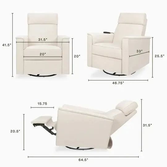 Monogram by Namesake - Willa Deluxe Heat + Massage Power Recliner w/ Adjustable Headrest - Performance Cream-Chairs-Posh Baby