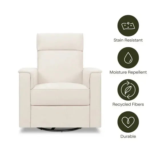 Monogram by Namesake - Willa Deluxe Heat + Massage Power Recliner w/ Adjustable Headrest - Performance Cream-Chairs-Posh Baby