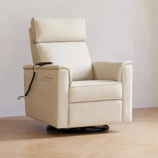 Monogram by Namesake - Willa Deluxe Heat + Massage Power Recliner w/ Adjustable Headrest - Performance Cream-Chairs-Posh Baby
