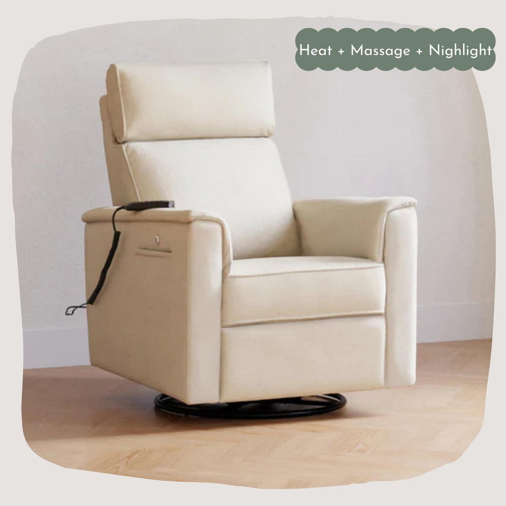 Monogram by Namesake - Willa Deluxe Heat + Massage Power Recliner w/ Adjustable Headrest - Performance Cream-Chairs-Posh Baby