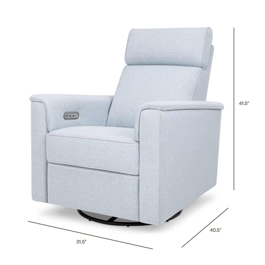 Monogram by Namesake - Willa Plus Power Recliner w/ Adjustable Headrest - Performance Chambray Eco-Twill-Chairs-Posh Baby