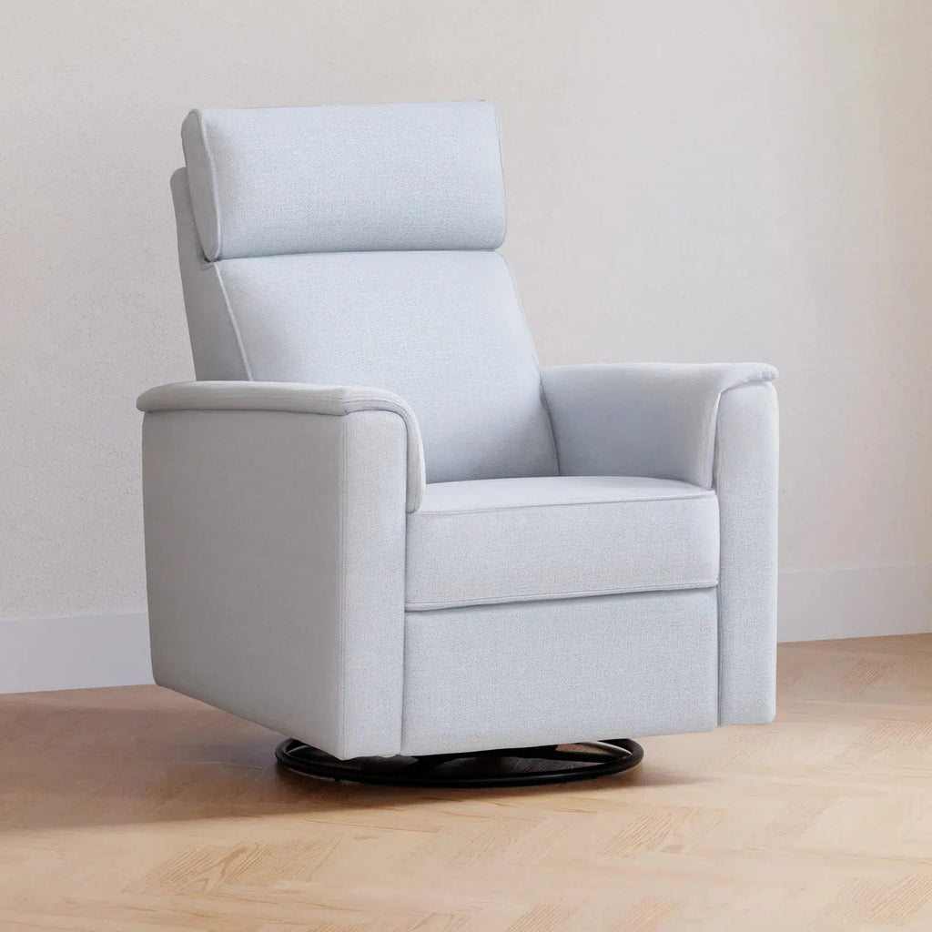 Monogram by Namesake - Willa Plus Power Recliner w/ Adjustable Headrest - Performance Chambray Eco-Twill-Chairs-Posh Baby