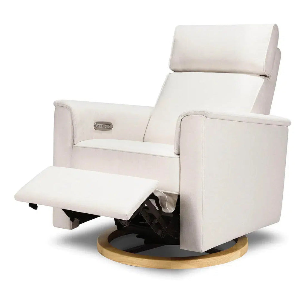 Monogram by Namesake - Willa Plus Power Recliner w/ Adjustable Headrest - Performance Cream Eco-Weave (Exclusive Wood Base)-Chairs-Store Pickup-Posh Baby