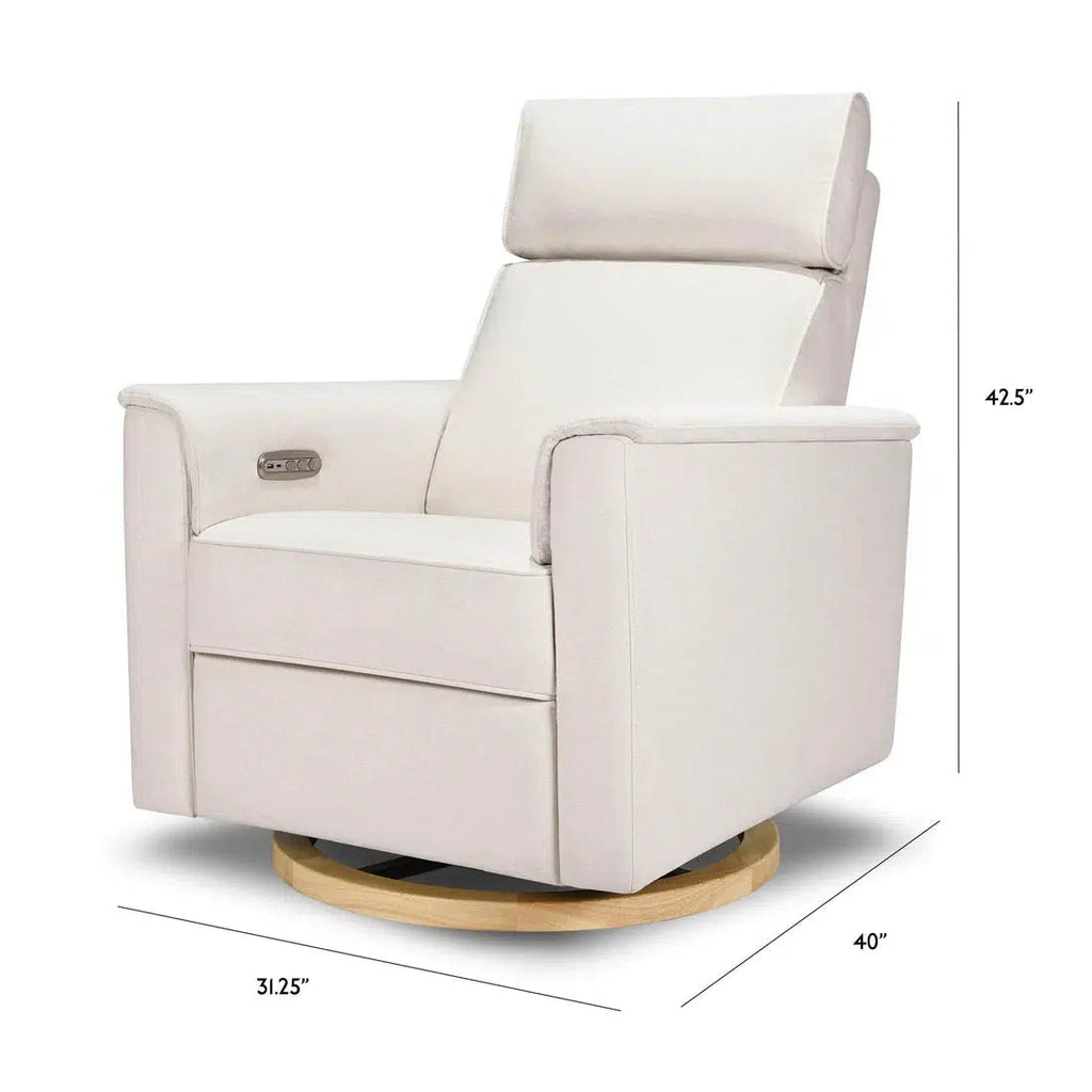 Monogram by Namesake - Willa Plus Power Recliner w/ Adjustable Headrest - Performance Cream Eco-Weave (Exclusive Wood Base)-Chairs-Store Pickup-Posh Baby