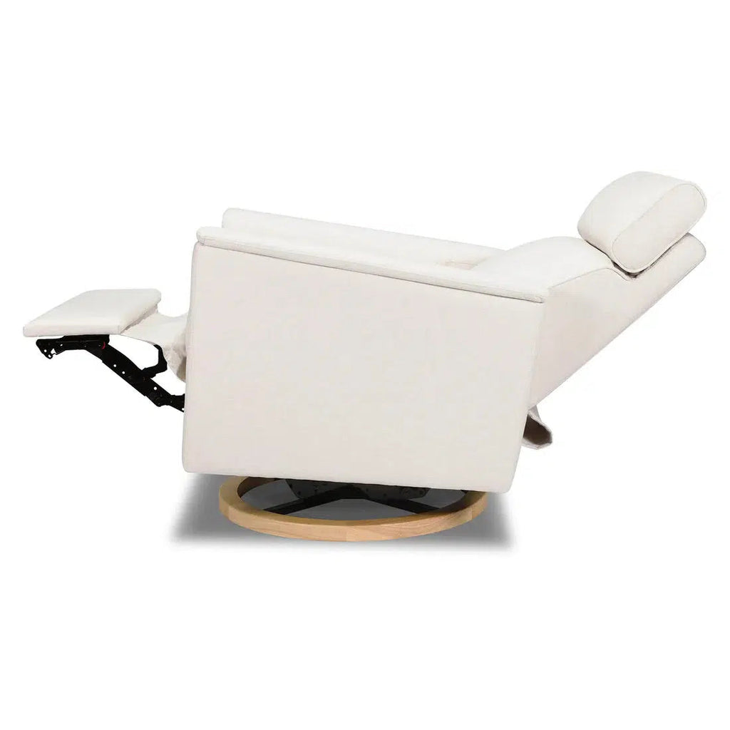 Monogram by Namesake - Willa Plus Power Recliner w/ Adjustable Headrest - Performance Cream Eco-Weave (Exclusive Wood Base)-Chairs-Store Pickup-Posh Baby