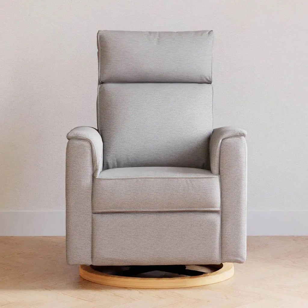 Monogram by Namesake - Willa Plus Power Recliner w/ Adjustable Headrest - Performance Grey Eco-Weave (Exclusive Wood Base)-Chairs-In-Stock For Pickup-Posh Baby