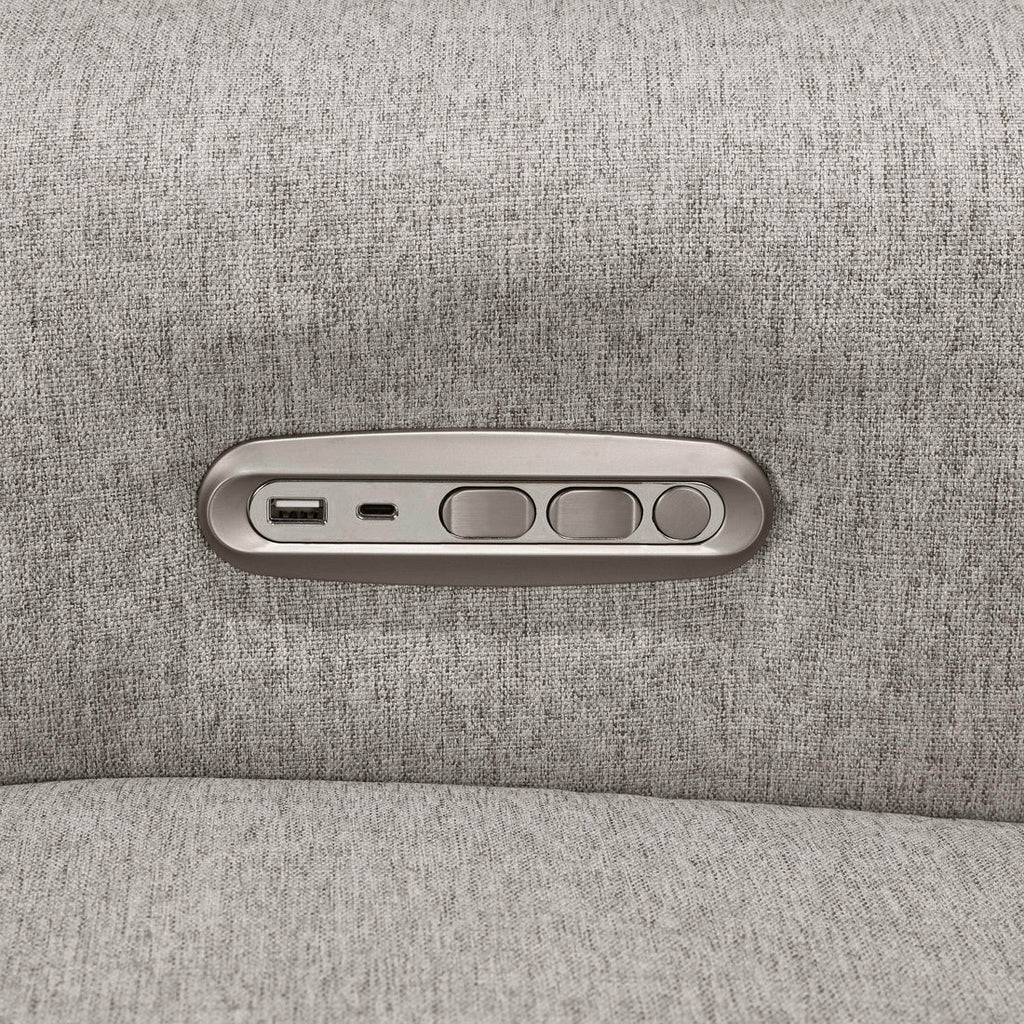 Monogram by Namesake - Willa Plus Power Recliner w/ Adjustable Headrest - Performance Grey Eco-Weave (Exclusive Wood Base)-Chairs-In-Stock For Pickup-Posh Baby