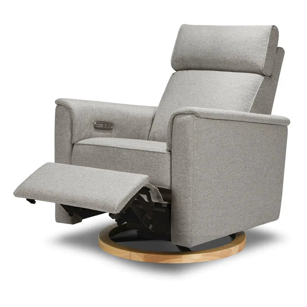 Monogram by Namesake - Willa Plus Power Recliner w/ Adjustable Headrest - Performance Grey Eco-Weave (Exclusive Wood Base)-Chairs-In-Stock For Pickup-Posh Baby