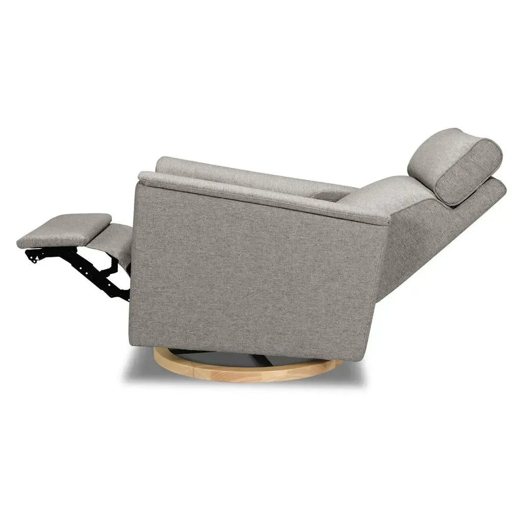 Monogram by Namesake - Willa Plus Power Recliner w/ Adjustable Headrest - Performance Grey Eco-Weave (Exclusive Wood Base)-Chairs-In-Stock For Pickup-Posh Baby