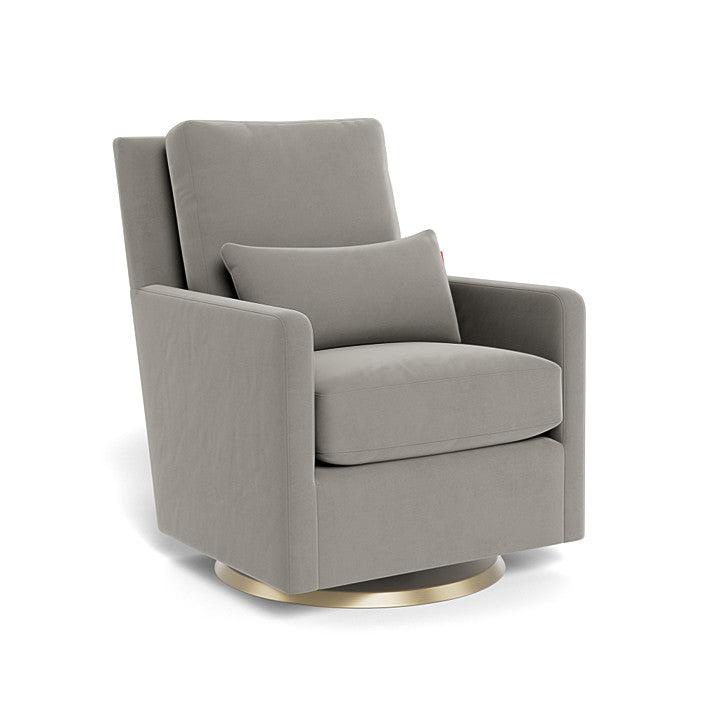 Monte Design - Como Glider - Gold Swivel Base-Chairs-Mineral Grey Velvet-Posh Baby