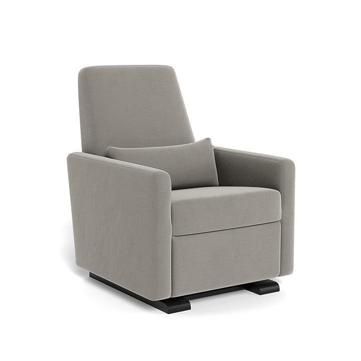 Monte Design - Grano Glider Recliner - Espresso Base-Chairs-No Motorized Recline-Mineral Grey Velvet-Posh Baby