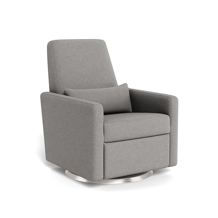 Monte Design - Grano Glider Recliner - Stainless Steel Swivel Base-Chairs-No Motorized Recline-Light Grey Wool-Posh Baby