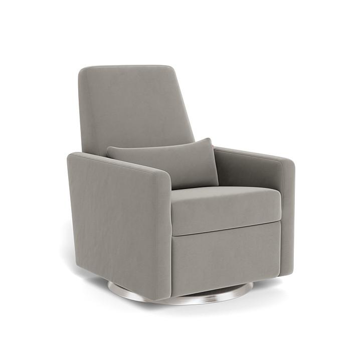 Monte Design - Grano Glider Recliner - Stainless Steel Swivel Base-Chairs-No Motorized Recline-Mineral Grey Velvet-Posh Baby