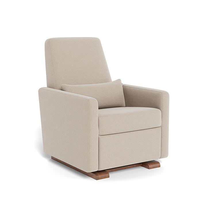 Monte Design - Grano Glider Recliner - Walnut Base-Chairs-No Motorized Recline-Oatmeal Wool-Posh Baby