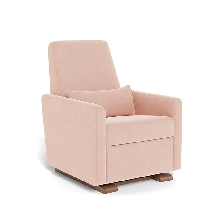 Monte Design - Grano Glider Recliner - Walnut Base-Chairs-No Motorized Recline-Petal Pink-Posh Baby