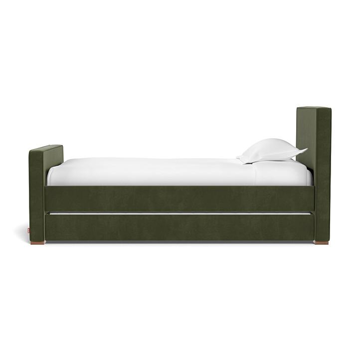 Monte Design - Handcrafted Dorma Twin Bed - Moss Velvet-Big Kid Beds-High Head/Footboard-Yes! Please Add Trundle-No Mattress Needed-Posh Baby