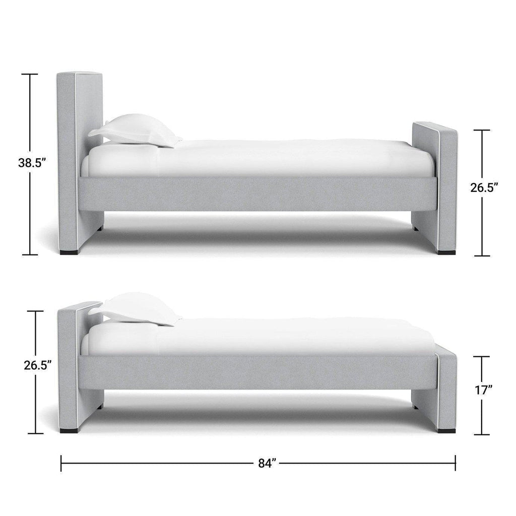 Monte Design - Handcrafted Dorma Twin Bed - Navy Velvet-Big Kid Beds-High Head/Footboard-No Trundle Needed-No Mattress Needed-Posh Baby