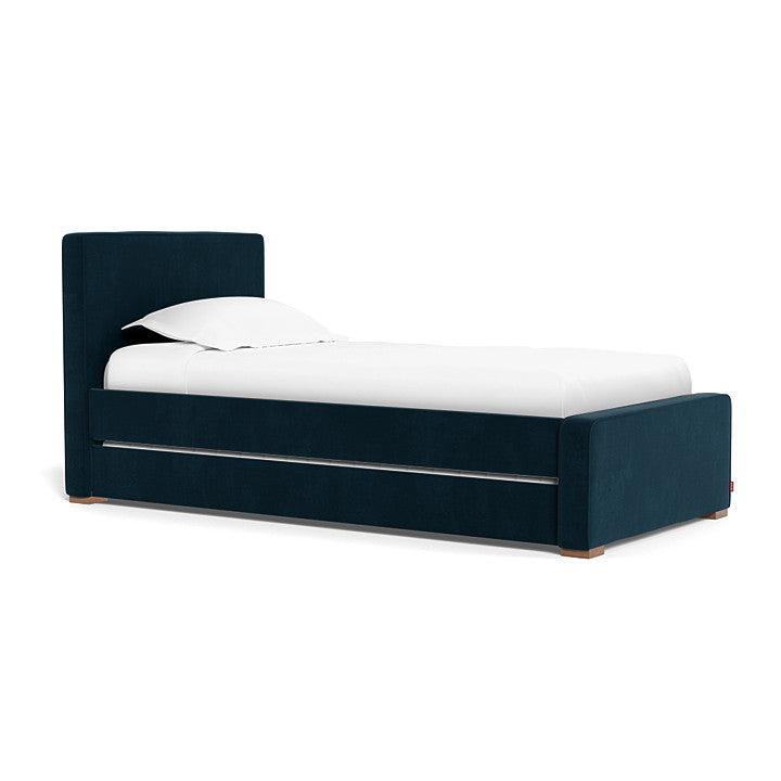 Monte Design - Handcrafted Dorma Twin Bed - Navy Velvet-Twin Beds-High Head/Footboard-No Trundle Needed-No Mattress Needed-Posh Baby