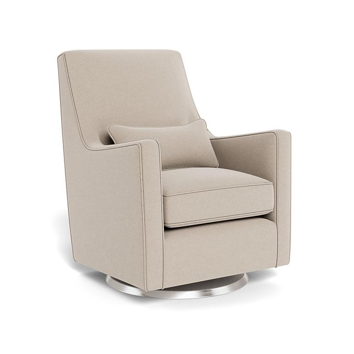 Monte Design - Luca Glider - Brushed Silver Swivel Base-Chairs-Dune Heathered-Posh Baby