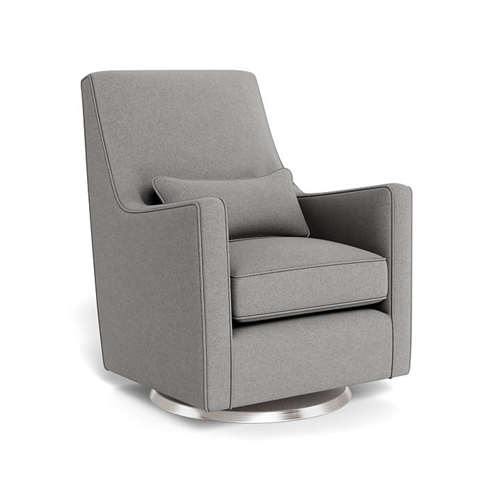 Monte Design - Luca Glider - Brushed Silver Swivel Base-Chairs-Dune Heathered-Posh Baby