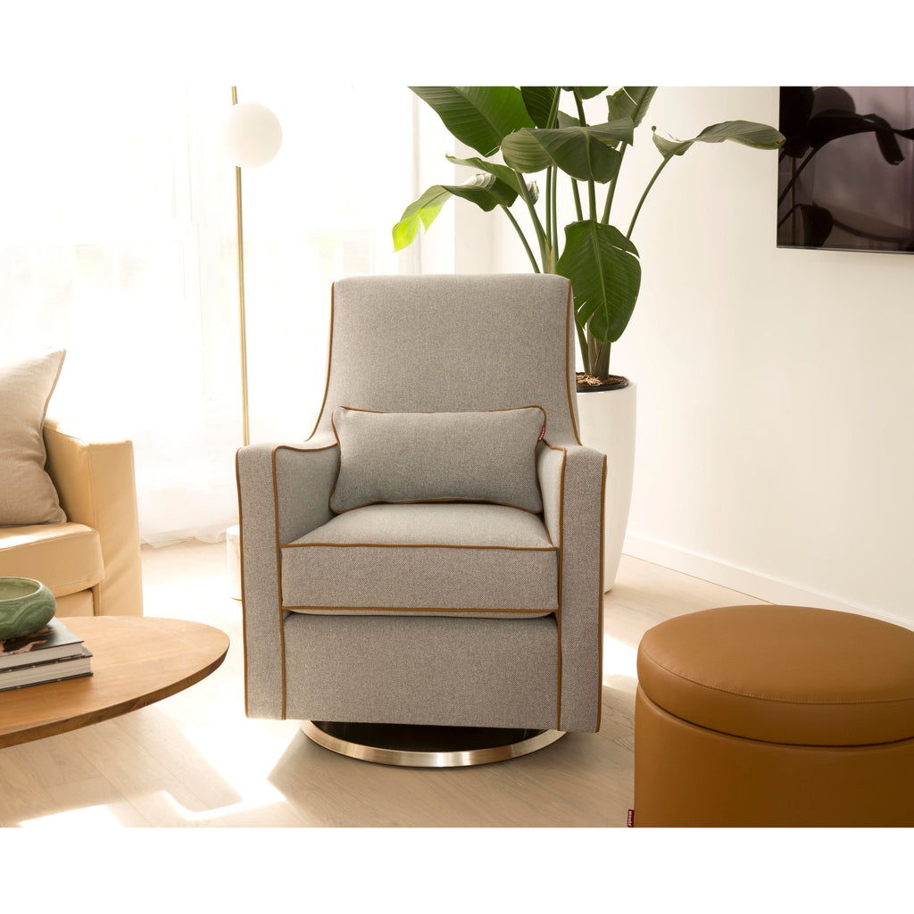 Monte Design - Luca Glider - Stainless Steel Swivel Base-Chairs-Pebble Grey-Posh Baby