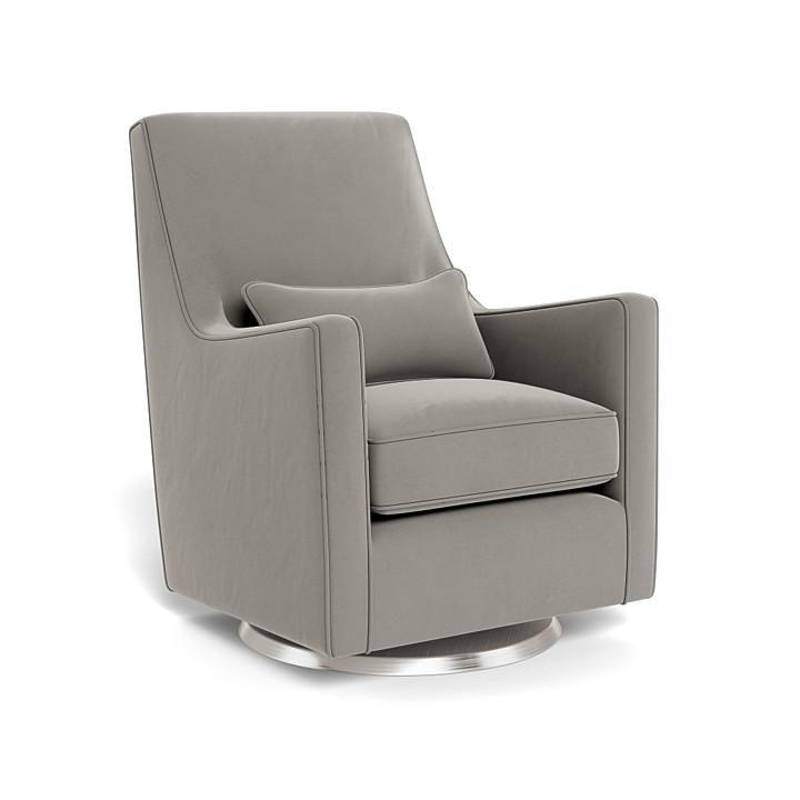 Monte Design - Luca Glider - Stainless Steel Swivel Base-Chairs-Mineral Grey Velvet-Posh Baby