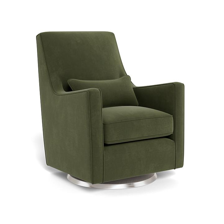 Monte Design - Luca Glider - Stainless Steel Swivel Base-Chairs-Moss Green Velvet-Posh Baby
