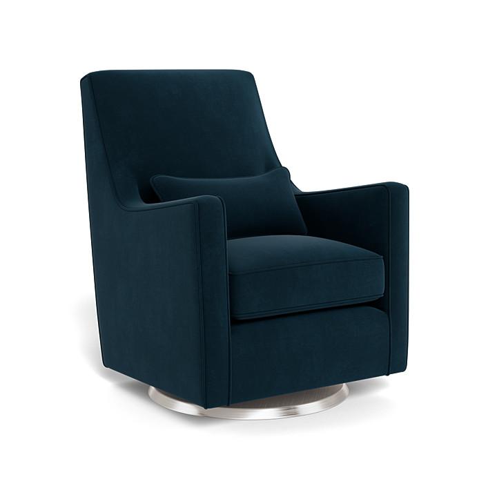 Monte Design - Luca Glider - Stainless Steel Swivel Base-Chairs-Navy Velvet-Posh Baby