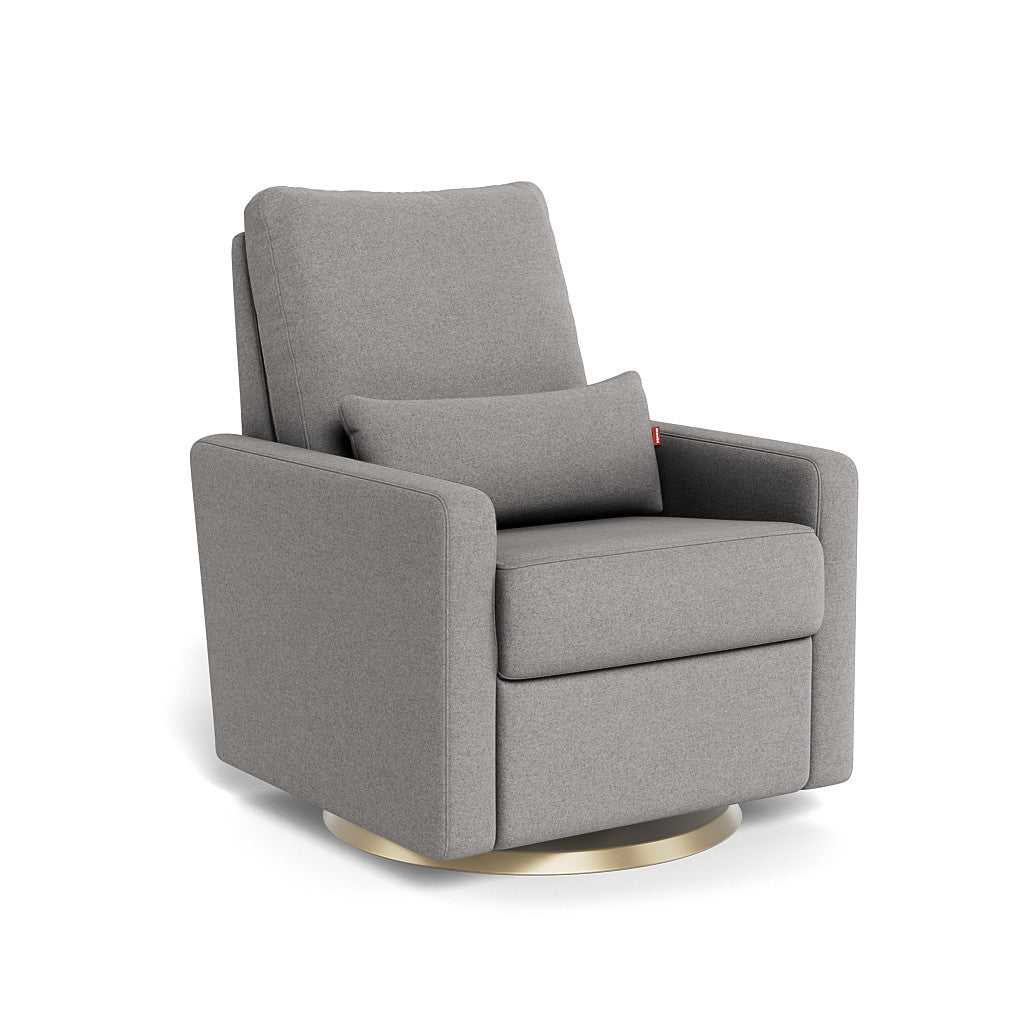 Monte Design - Matera Glider Recliner - Gold Swivel Base-Chairs-Light Grey Wool-Posh Baby