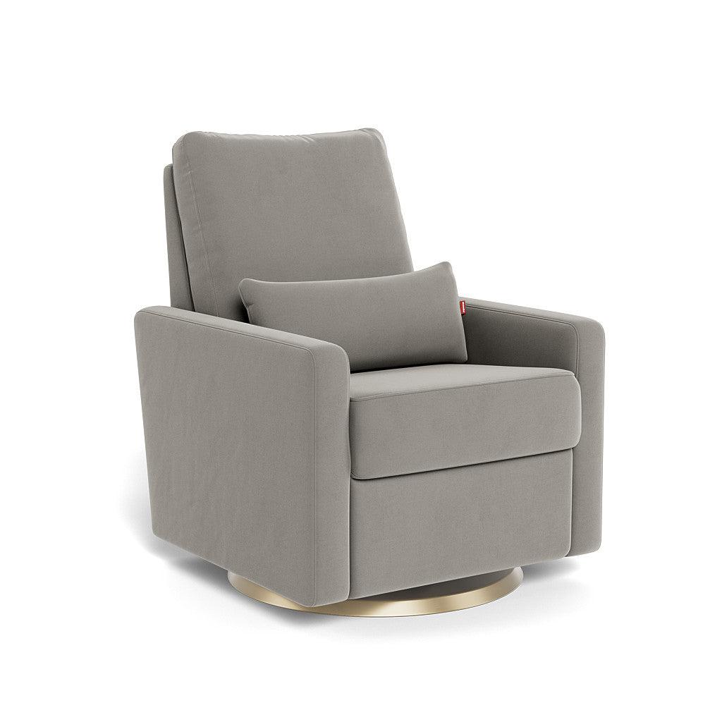 Monte Design - Matera Glider Recliner - Gold Swivel Base-Chairs-Mineral Grey Velvet-Posh Baby