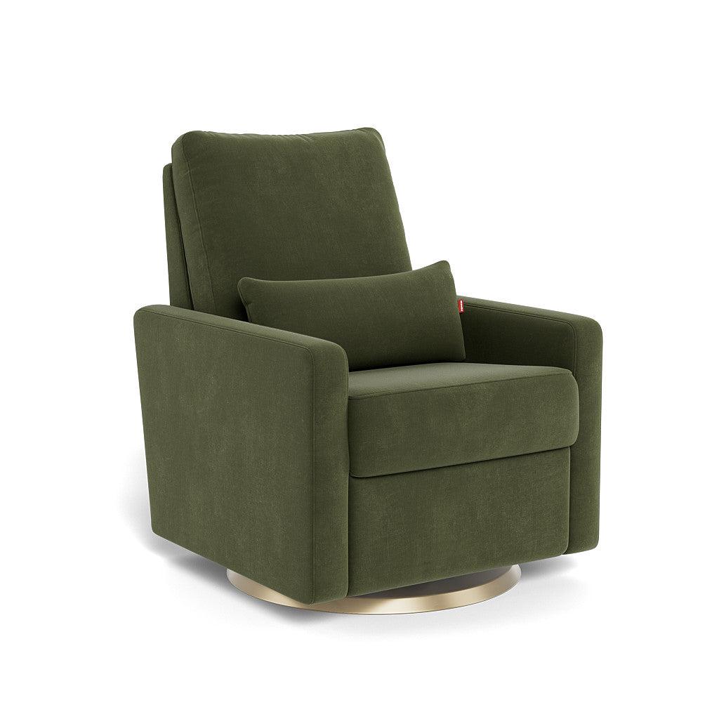 Monte Design - Matera Glider Recliner - Gold Swivel Base-Chairs-Moss Green Velvet-Posh Baby