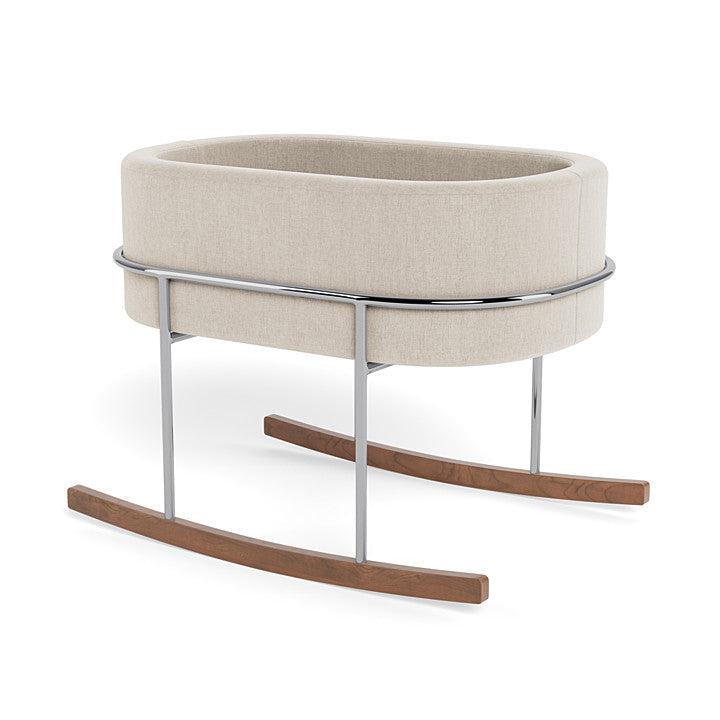 Monte Design - Rockwell Bassinet - Chrome + Walnut Base-Bassinets + Cradles-Dune (Performance Heathered)-Posh Baby