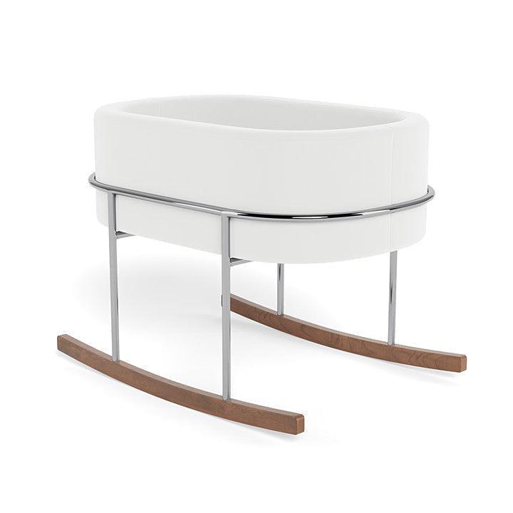 Monte Design - Rockwell Bassinet - Chrome + Walnut Base-Bassinets + Cradles-Dune (Performance Heathered)-Posh Baby