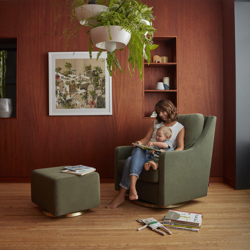 Monte Design - Vera Glider - Gold Swivel Base-Chairs-Moss Green Velvet-Posh Baby