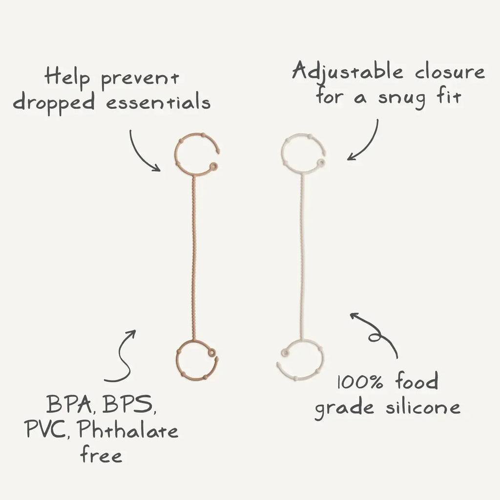 Mushie - Adjustable Silicone Strap - 2-Pack - Natural/Sand-Attachment Strap-Posh Baby