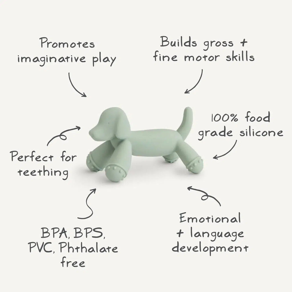 Mushie - Dog Figurine Teether-Rattles + Teething Toys-Posh Baby