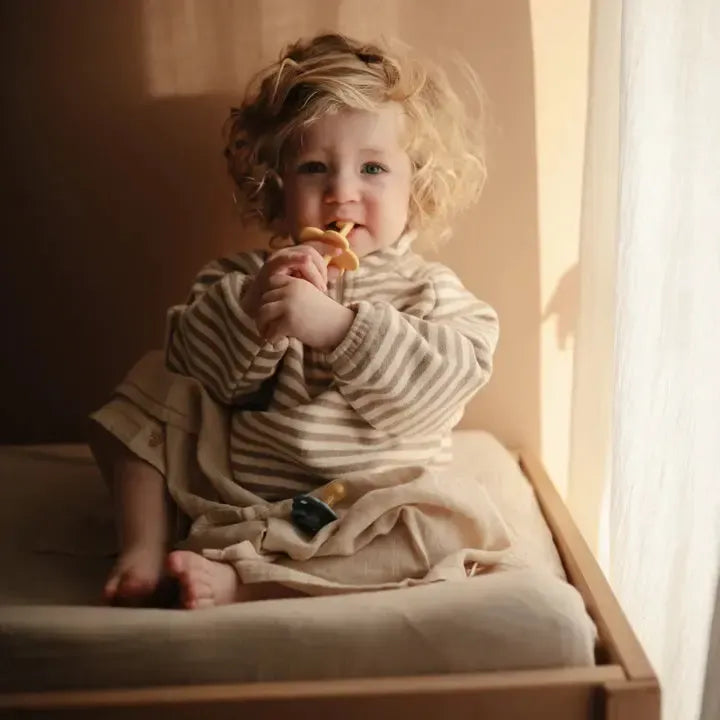 Mushie - Extra Soft Muslin Changing Pad Cover - Fog-Changing Pads + Covers-Posh Baby