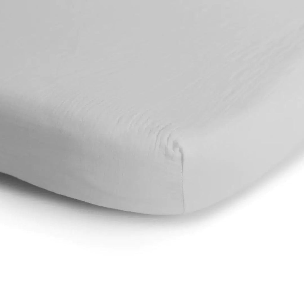 Mushie - Extra Soft Muslin Crib Sheet - White-Crib Sheets-Posh Baby