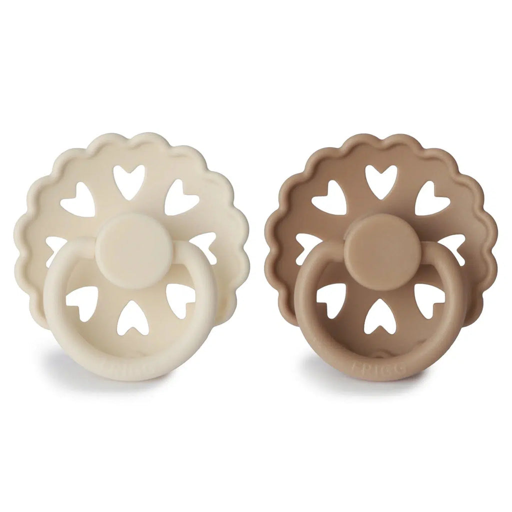 Mushie - FRIGG Anderson Silicone Pacifier 2-Pack - Cream + Satin-Pacifiers + Clips-0-6 Months-Posh Baby