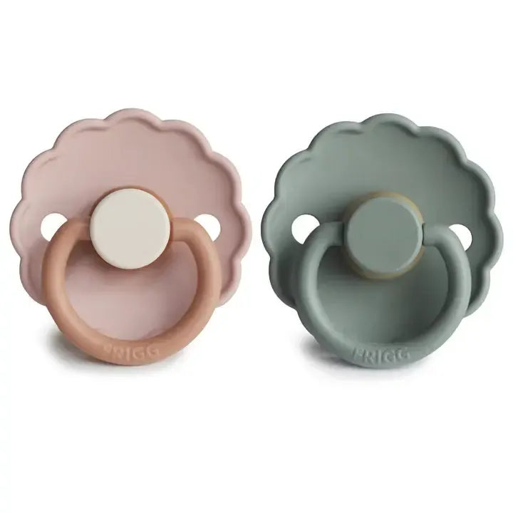 Mushie - FRIGG Daisy Natural Rubber Pacifier 2-Pack - Biscuit + Lily Pad-Pacifiers + Clips-0-6 Months-Posh Baby