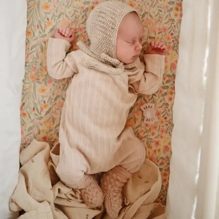 Mushie - Muslin Mini Crib Sheet - Pastel Blooms-Mini Crib Sheets-Posh Baby