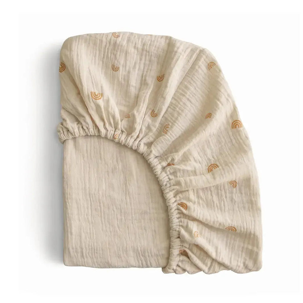 Mushie - Muslin Mini Crib Sheet - Rainbow-Mini Crib Sheets-Posh Baby