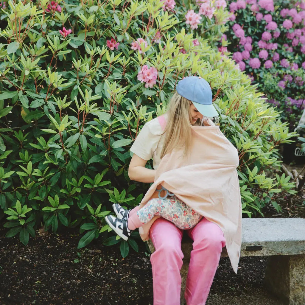 Mushie - Muslin Nursing Cover - Fog-Nursing Cover-Posh Baby